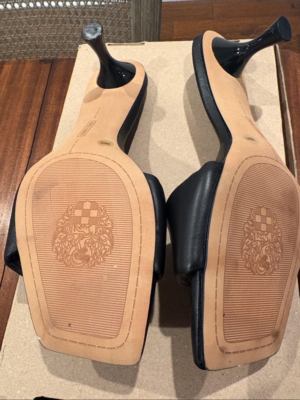 Vince Camuto Black Padded Strap Square-Toe Slide Sandals - Picture 3 of 4